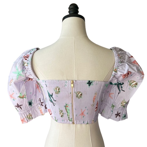 HILL HOUSE The Isabella Top in Lilac Sea Creatures | SMALL NWT - Picture 4 of 10
